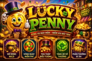 Đài phun nước cổ rực sáng đồng xu đồng trong game FC88 LUCKY PENNY